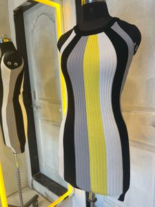 Striped Ribbed Bodycon Dress