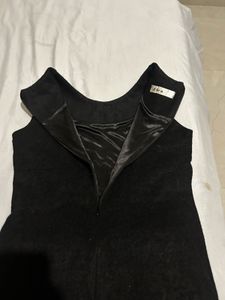 Woollen Chic Black &amp; Brown Dress with Chain Detail