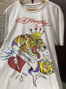 Ed Hardy White Tiger Graphic T-Shirt