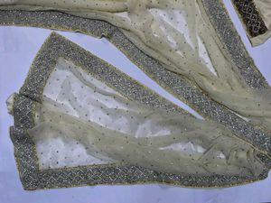 cream designer stud heavy saree