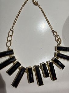 Stylish Black &amp; Gold Statement Necklace
