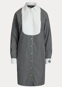 Women's Striped Bib-Front Broadcloth Shirtdress