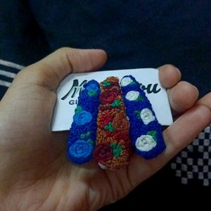 Handmade Floral Hair Clips Set of 3