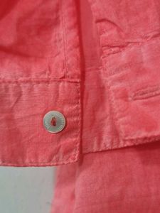 Tommy Hilfiger Pink Garment-Dyed Shirt Mini Dress.