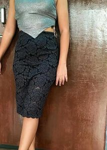 Floral Black Skirt
