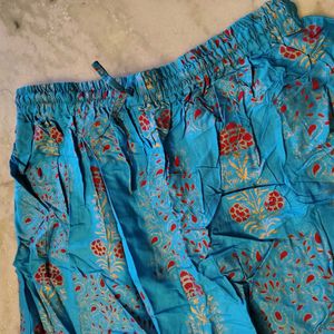 Boho Print Palazzo Pants Foil Work