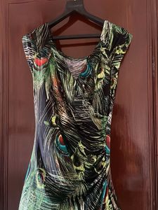 Stunning Peacock Print Wrap Dress