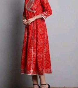 Red Bandhani Print Kurti