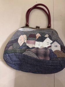Rare Vintage Quilted Patchwork Landscape Handbag
