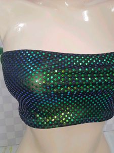 (700)Sparkly Green Tube Top