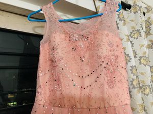 Stunning Embellished Peach Ethnic Gown