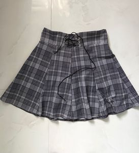 Plaid Lace-Up Mini Skirt