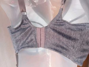 Comfortable Grey Bra - Front &amp; Back View