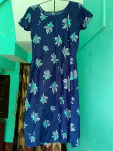 Floral Print Navy Blue Dress