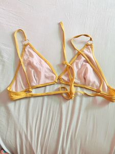 Yellow Ribbed Bikini Top