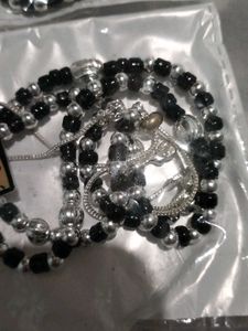 Gota Chandi Black Moti Anklet Combo