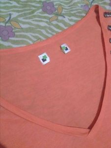Stylish Orange V-Neck Top