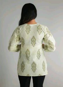 Elegant White Lace Trim Kurta