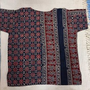 Ajrakh Print Dyed Cotton Tops (Combo of 3)