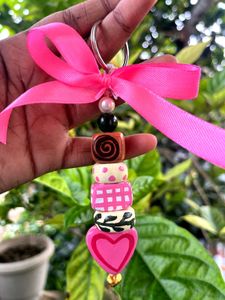 Handmade Beaded Heart Keychain