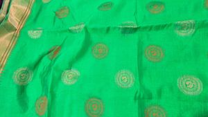 Elegant Parrot Green Saree with Gold Accents