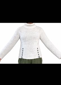 white Knit Turtleneck Sweater