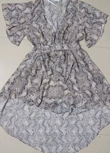 Chic Snake Print High-Low Dress and short skirt