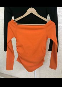 Tangerine Offshoulder Top
