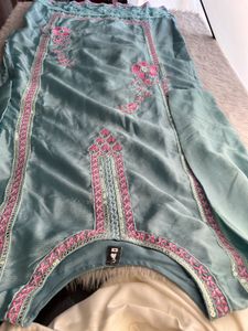 Elegant Blue Kurta Set with Pink Embroidery