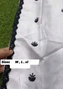 New White Kurta with Black Embroidery