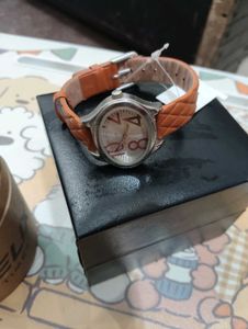 Stylish Silver &amp; Brown Wrist Watch