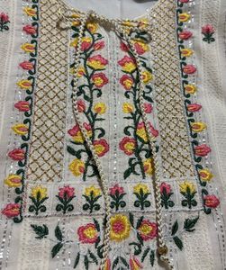 Embroidered White Kurta