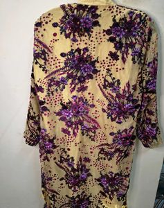 ✨ Elegant Floral Women's Kurti | Beige &amp; Purple