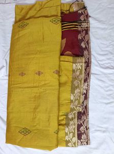 Elegant Yellow Cotton Blend Saree