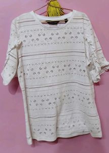 Chic White Lace Trim Top