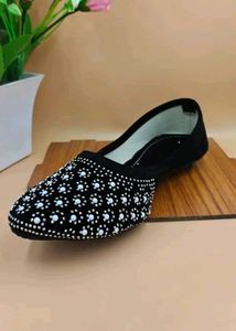 Elegant Black Embellished Flats
