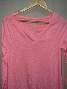 Pink Polka Dot Long Sleeve Top