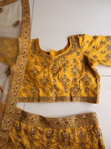 Stunning Yellow Embroidered Lehenga Choli Set