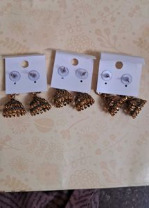 New unused pack of 3 Jhumka Earrings Set