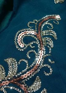 Elegant Teal Embellished Saree