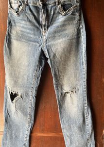 Denim Straight Ribbed Jeans