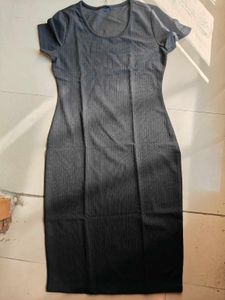 Classic Grey Ribbed Bodycon Dress