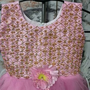 Baby Girl Pink 🅰️Tulle Dress with Pearl Embellish