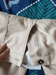 Beige Wide Leg Trousers