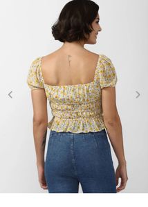 Forever 21 Chic Floral Smocked Puff Sleeve Top