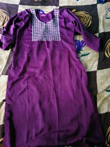 Elegant Purple Kurta with White Pants Set