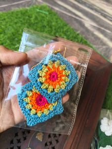 Boho Crochet Square Earrings