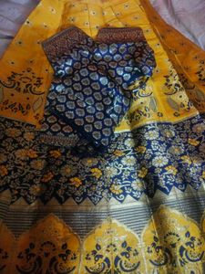 Elegant Yellow &amp; Navy Lehenga