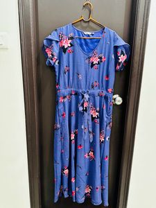 Blue Floral Midi Dress