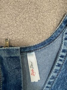 Denim Dress with Peplum Waist